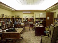 Closed stacks where minutes, manuscripts, and rare books are securely house. Friends Historical Collection, Guilford College, Greensboro, N.C.